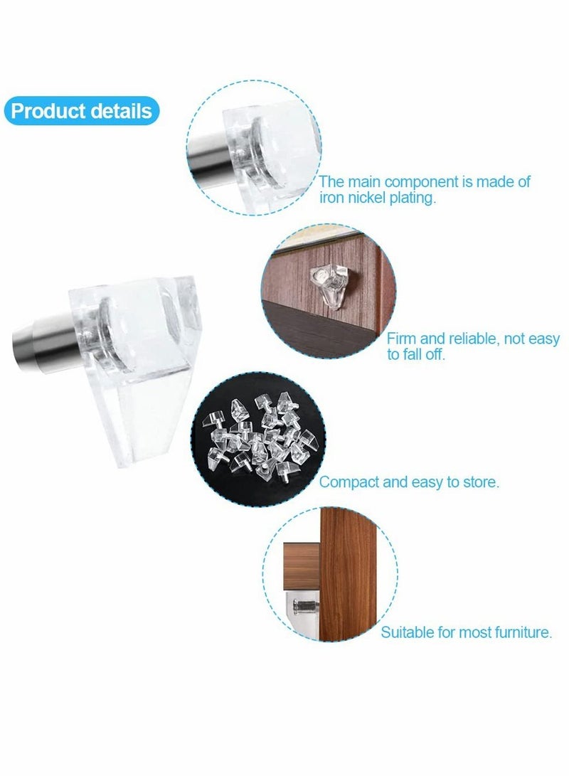 Plastic Shelf Pins, 100 Pieces 5mm Clear Shelf Pegs for Shelves, Cabinet Support Replacement Pegs for Kitchen Furniture Book Shelves - Image 2