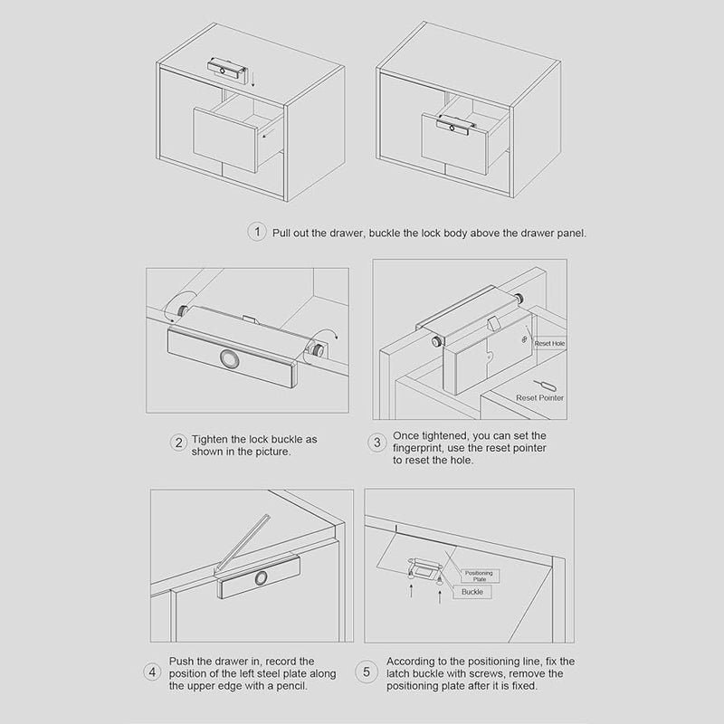 Black Fingerprint Cabinet Lock Smart Keyless Biometric Drawer Wardrobe Child Safety Easy Install - Image 4