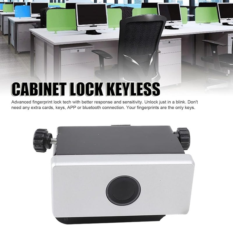 Black Fingerprint Cabinet Lock Smart Keyless Biometric Drawer Wardrobe Child Safety Easy Install - Image 3