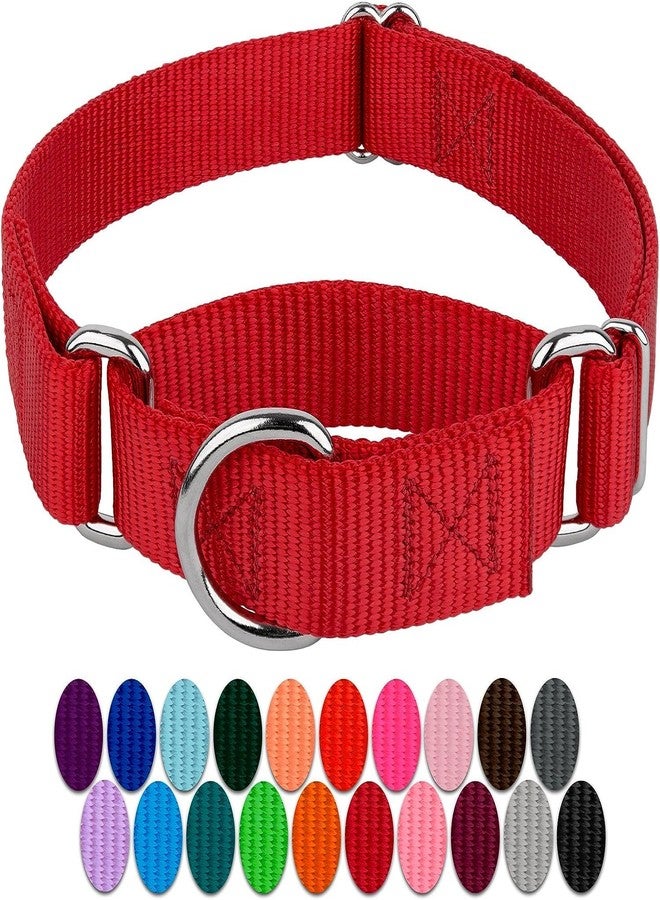 FOR YOUR PETS طوق مارتينجال للكلاب الكبيرة من أجل حيواناتك الأليفة، طوق بحلقة معدنية متينة، طوق نايلون قابل للتعديل يمنع الانزلاق، أطواق للكلاب الكبيرة (أحمر) - Image 4