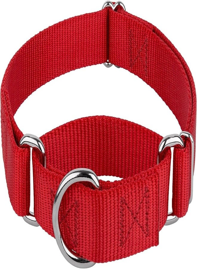 FOR YOUR PETS طوق مارتينجال للكلاب الكبيرة من أجل حيواناتك الأليفة، طوق بحلقة معدنية متينة، طوق نايلون قابل للتعديل يمنع الانزلاق، أطواق للكلاب الكبيرة (أحمر) - Image 1