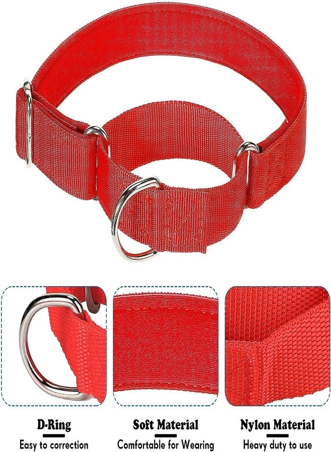 FOR YOUR PETS طوق مارتينجال للكلاب الكبيرة من أجل حيواناتك الأليفة، طوق بحلقة معدنية متينة، طوق نايلون قابل للتعديل يمنع الانزلاق، أطواق للكلاب الكبيرة (أحمر) - Image 2