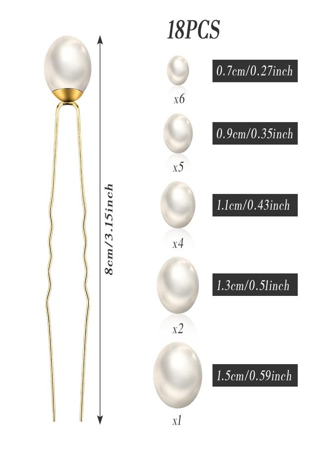 Dayofun 18 Pieces Wedding Pearl Hair Pins, U Pearl Shaped Hair Accessories for Brides Bridesmaids Women, Gold - Image 2