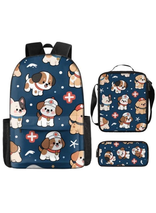 [Super new special offer] Cartoon theme bag three-piece set | double-shoulder + hand-held + storage pen bag | gift self-use good-looking - 852  - Image 2
