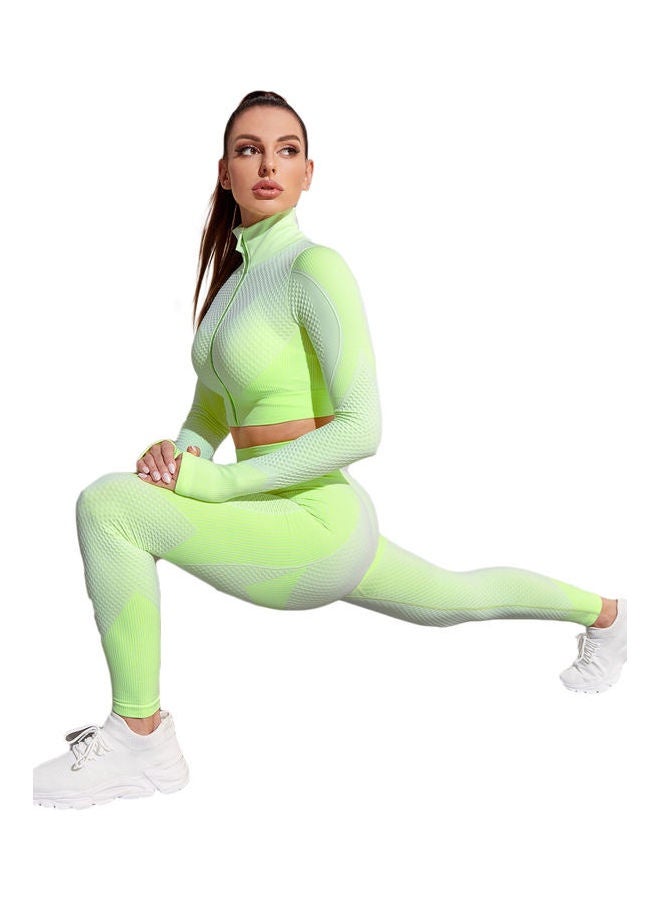 Joychic Women's 2-piece Long Sleeved Zipper Crop top Exercise Set, Seamless High Waisted Sports Leggings, Yoga Fitness Daily Travel - Image 5