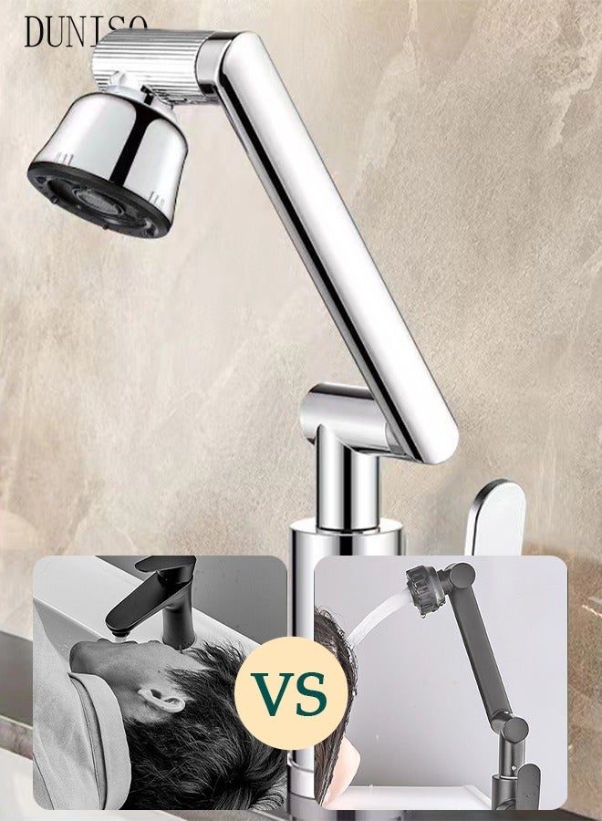 DUNISO Stainless Steel Kitchen Faucet with 360° Rotating Water Outlet 4 Effluent Ways Of Water, Vintage Single Handle Kitchen Sink Faucet High Arc Kitchen Faucet Classic Style Fashion-forward Built to Last - Image 4