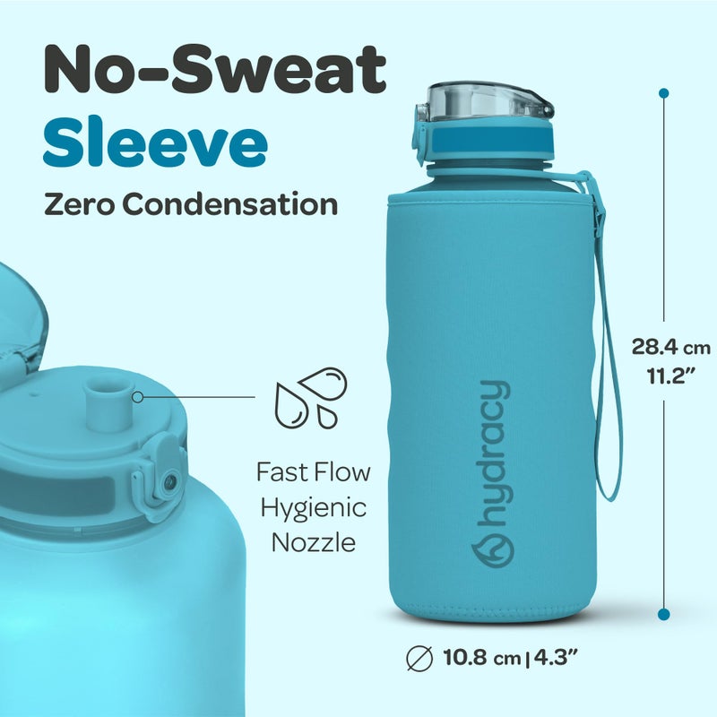Hydracy Water Bottle with Time Marker Large Half Gallon 64 oz BPA Free Bottle & No Sweat Sleeve -Leak Proof Gym Bottle with Fruit Infuser Strainer & Times to Drink Ideal for Sports & Outdoors - Image 5
