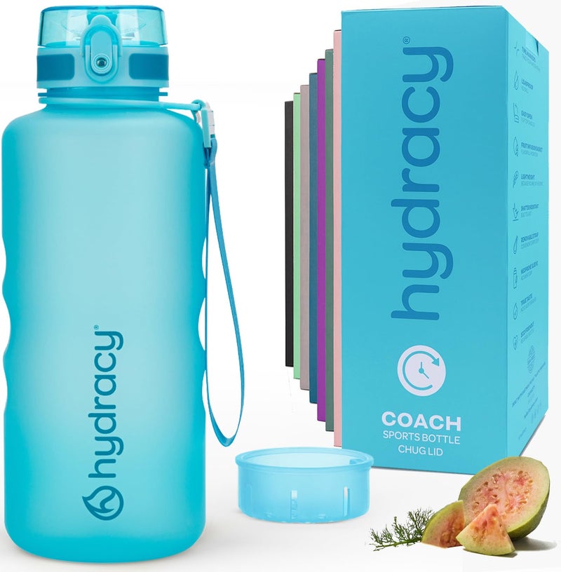 Hydracy Water Bottle with Time Marker Large Half Gallon 64 oz BPA Free Bottle & No Sweat Sleeve -Leak Proof Gym Bottle with Fruit Infuser Strainer & Times to Drink Ideal for Sports & Outdoors - Image 1