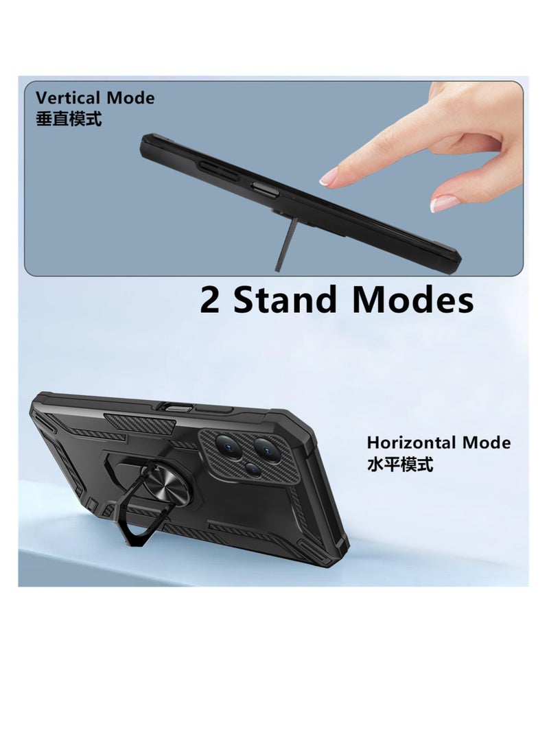 Excefore Military Grade Heavy Duty Shockproof Case for Xiaomi Redmi Note 12 5G /Poco X5, 360° Rotation Ring Holder Military Grade Shockproof Cover, for Xiaomi Redmi Note 12 5G /Poco X5 LB (Black)  - Image 5