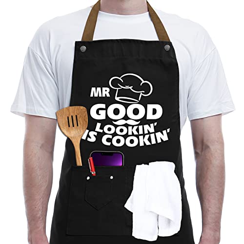 REHAVE Gifts for Dad from Daughter Son Fathers Day Gifts  Birthday Thanksgiving Gift for Dad Manly Gift for Friends  Funny Birthday Presents for Him Brother Funny Cooking Apron with Pockets