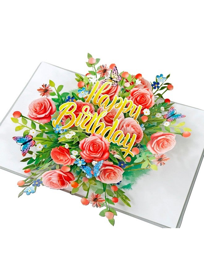 CUT POPUP.COM Cutpopup Happy Birthday Floral, Birthday Card Pop Up, 3D Popup Greeting Card (Happy Birthday Floral) - Image 1