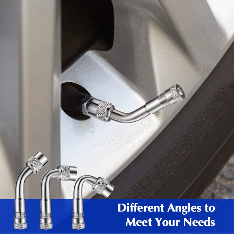 Hotop 4 Pieces Valve Stem Extension Stainless Steel Braided Extenders, 6 Pieces 45 90 135 Degree Brass Extenders for Cars Trucks Motorhome Trailer Rv Trailer Vehicle(7 Inch, 12 Inch,Silver) - Image 5