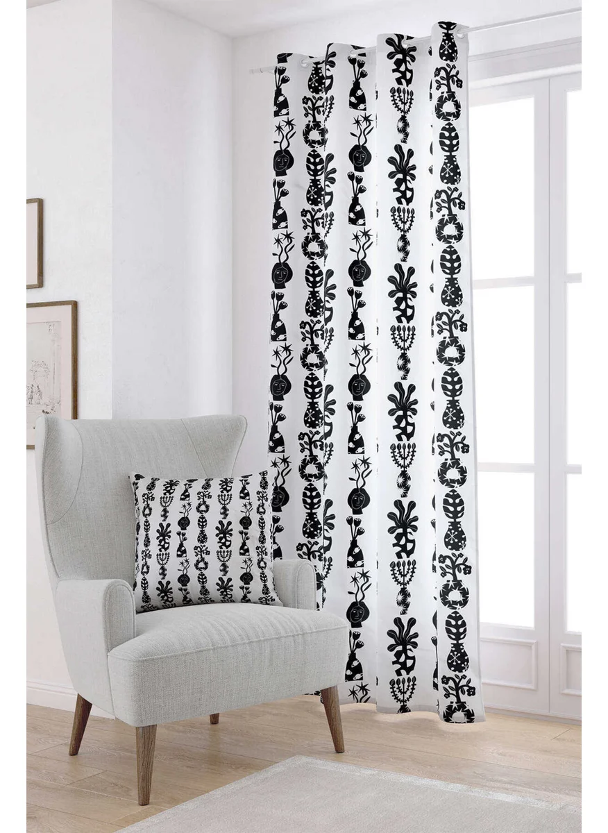 Cango Home Black and White Decorative Patterned Digital Printed Curtain CGH588-PR