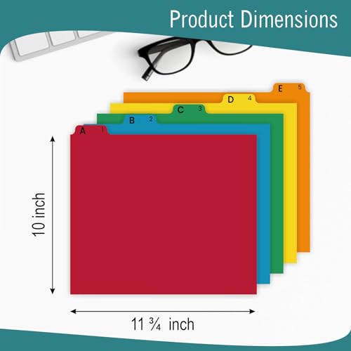 EXTRIC Alphabetical File Organizer, 25 Alphabet Dividers with Tabs Letter Size File Cabinet Dividers, A-Z Manila Guides 5 Assorted Colors, 1/5 Cut Tab Positions Filing Cabinet and Desk Organization - Image 3