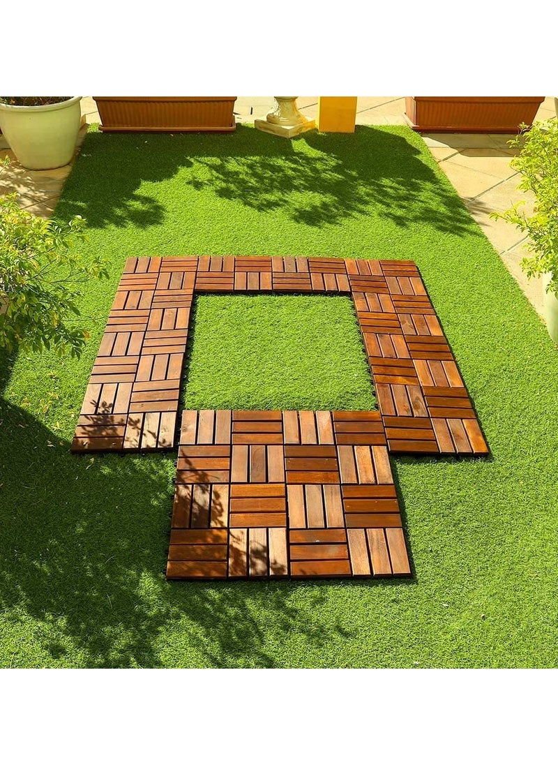 LINGWEI Pack of 10 Wooden Floor Tiles, 30x30x3cm, Wood Decking Tiles, Floor Tiles, Office Floor Tiles, Home Floor Tiles, Garden Tiles, Diy Tiles  - Image 2