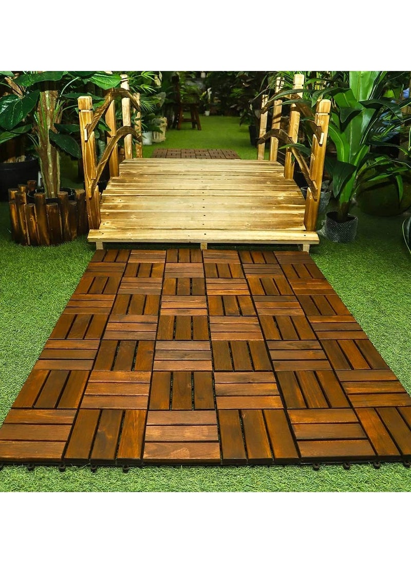 LINGWEI Pack of 10 Wooden Floor Tiles, 30x30x3cm, Wood Decking Tiles, Floor Tiles, Office Floor Tiles, Home Floor Tiles, Garden Tiles, Diy Tiles  - Image 4