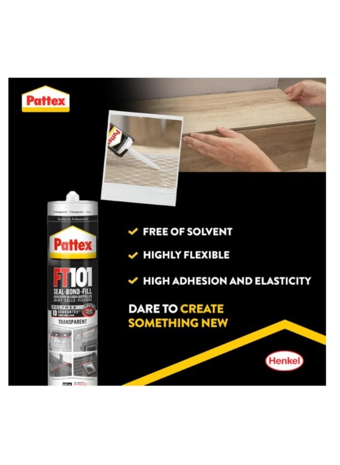 Pattex Seal-Bond-Fill Silicone Sealant Construction Adhesive 280 ml, Transparent - Image 2