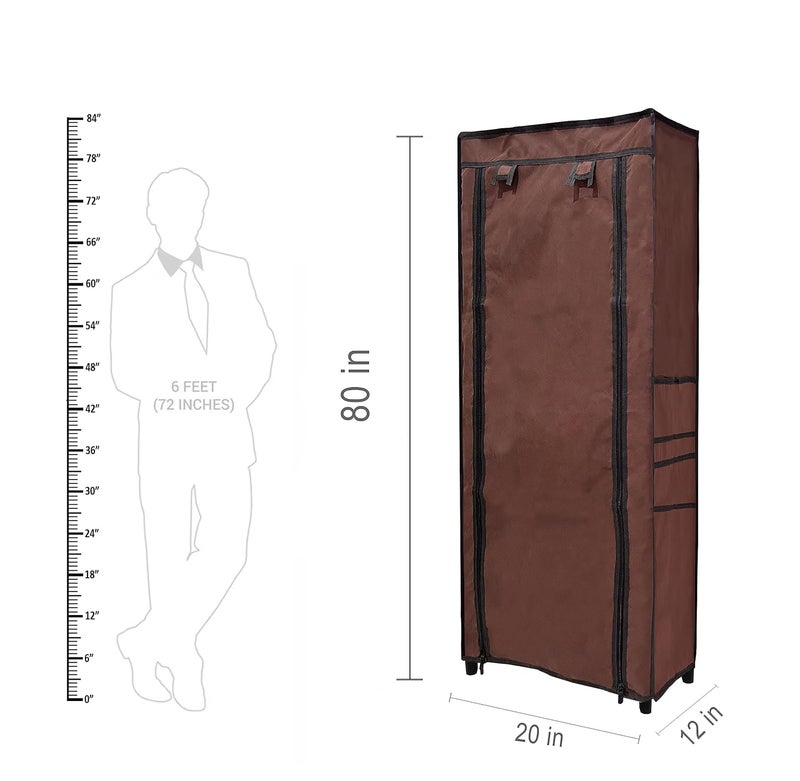 SANAMSTORE Metal 9 Tier Rack ShoeClothesbooks stand Rack with cover for home Need to Be Assemble DIY Brown Cm - Image 2