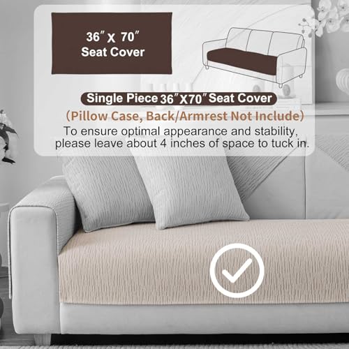 Aucrovee Soft Waterproof Chenille Cover Washable, Non Slip Sectional Sofa Covers for 3 Cushion Couch Sofa L Sharped Sofa Slipcover for Pets, Furniture Protector (1 PCS 36"x70" Coffee) - Image 2