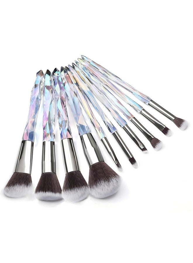 Kingtree Makeup Brushes Set 10Pcs Crystal Makeup Brushes Premium Synthetic Powder Foundation Concealer Eye Shadow Brush Professional Face Eye Make Up Brushes For Girls Women - Image 1