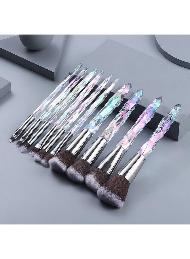 Kingtree Makeup Brushes Set 10Pcs Crystal Makeup Brushes Premium Synthetic Powder Foundation Concealer Eye Shadow Brush Professional Face Eye Make Up Brushes For Girls Women - Image 2