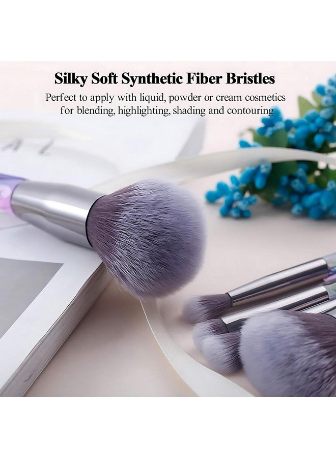 Kingtree Makeup Brushes Set 10Pcs Crystal Makeup Brushes Premium Synthetic Powder Foundation Concealer Eye Shadow Brush Professional Face Eye Make Up Brushes For Girls Women - Image 4