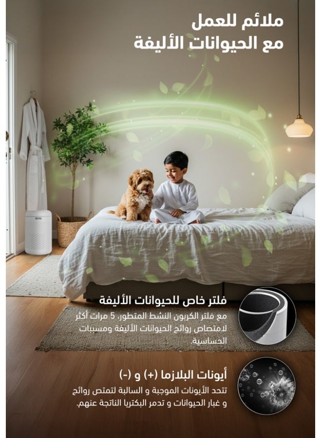 جنرال سوبريم GSAP30M ,جنرال سوبريم منقّي هواء، وظيفة ايونات البلازما، استشعار ذكي، فلاتر متعددة، تحكم باللمس، ابيض - Image 4