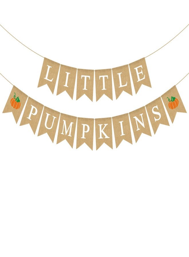 Rainlemon Jute Burlap Little Pumpkins Banner Fall Twins Baby Shower Gender Reveal Party Garland Decoration - Image 1