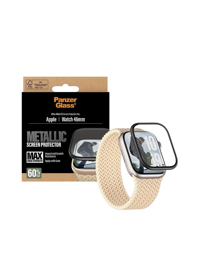 PanzerGlass Screen Protector with Black Metal Frame Apple watch 46mm - Clear - Image 2