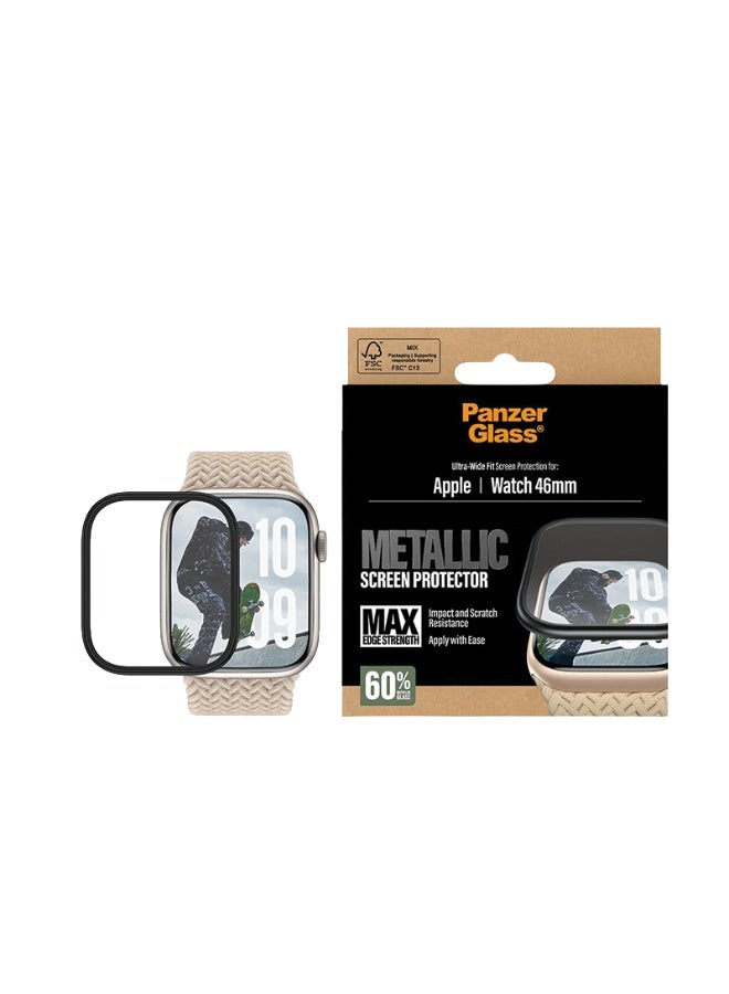 PanzerGlass Screen Protector with Black Metal Frame Apple watch 46mm - Clear - Image 1