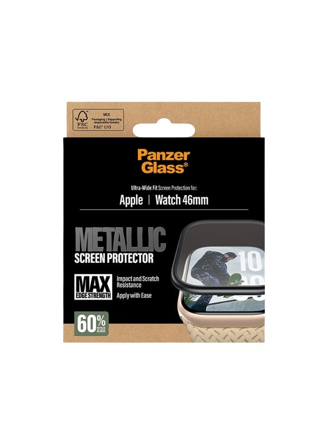 PanzerGlass Screen Protector with Black Metal Frame Apple watch 46mm - Clear - Image 5
