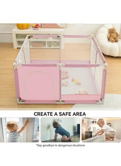 Generic TOYS-EGYPT Foldable Baby Play Yard with Floor-Standing Design to Protect Baby Kids While Playing with 30 Balls (1.26m x 1.26m x 66cm) - Pink  - Image 3