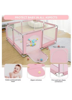Generic TOYS-EGYPT Foldable Baby Play Yard with Floor-Standing Design to Protect Baby Kids While Playing with 30 Balls (1.26m x 1.26m x 66cm) - Pink  - Image 4