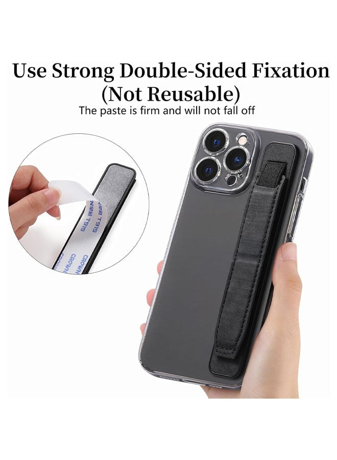 حامل هاتف محمول بحزام معصم، حامل هاتف تلسكوبي للإصبع، ملحقات حافظة الهاتف، حامل إصبع عالمي لمعظم الهواتف الذكية (أسود) - Image 5