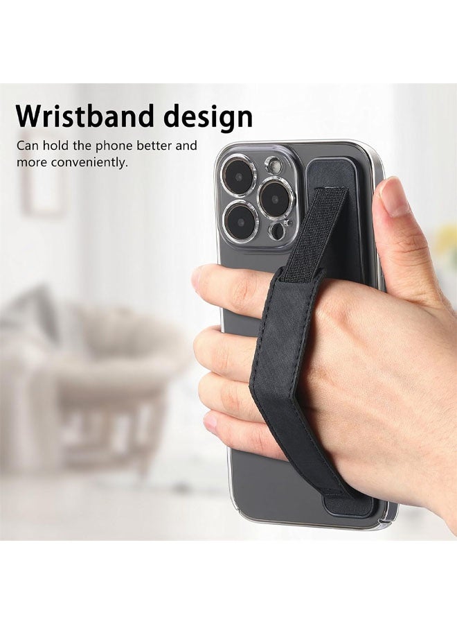 حامل هاتف محمول بحزام معصم، حامل هاتف تلسكوبي للإصبع، ملحقات حافظة الهاتف، حامل إصبع عالمي لمعظم الهواتف الذكية (أسود) - Image 3