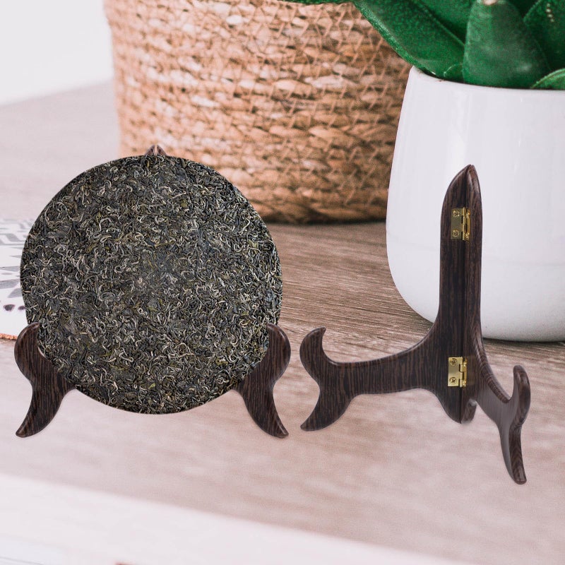 PU Leather Tea Cake Holder Desktop Display Rack Stand for Plates Photos Artworks Home Office Decor - Image 3