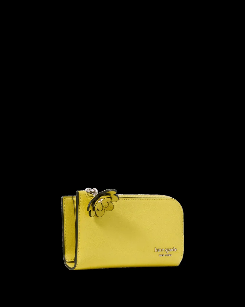 كيت سبيد Devin Glazed Leather Small Slim Bifold Wallet W Novel Zip Pull