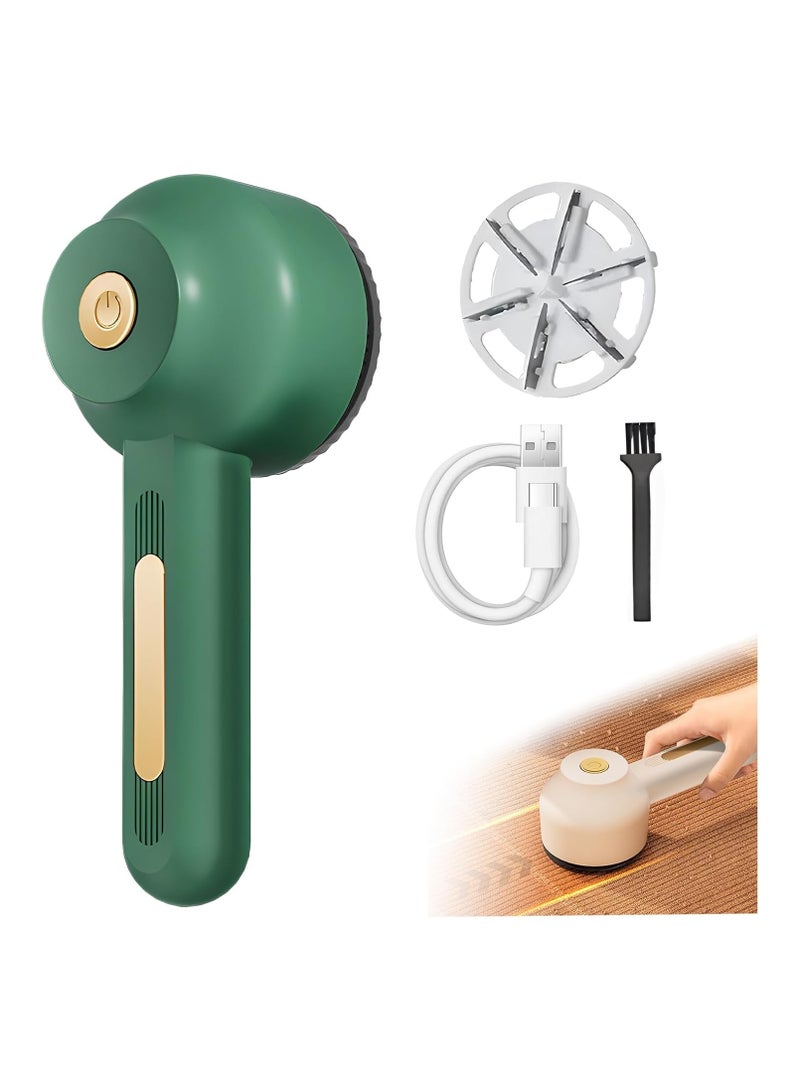 Bukela Electric Lint Remover, Premium Rechargeable Fabric Shaver, Powerful 6-Blade Portable Lint Shaver for Clothes, Blankets, Sofas to Remove Pilling, Green - Image 1