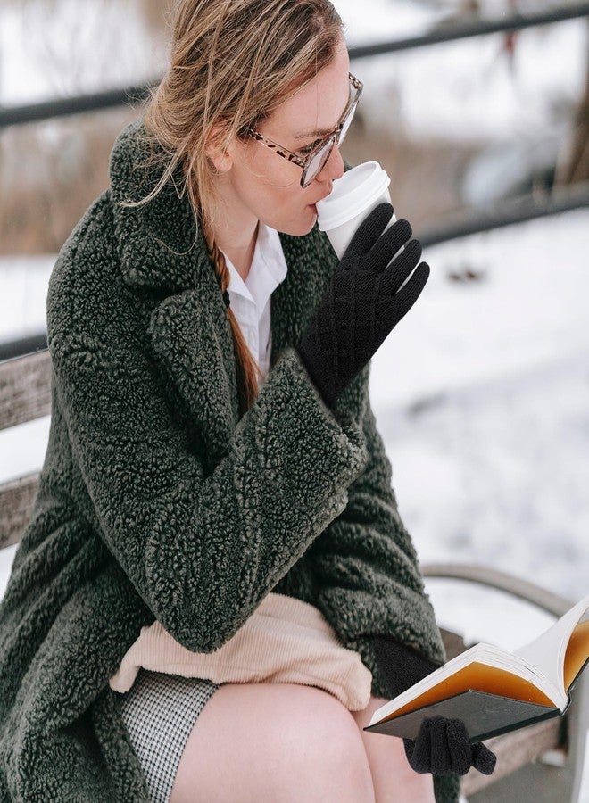 ONESING 2 Pairs Knitted Mittens Gloves for Women - Touch Screen Compatible, Cold Weather Ladies Gloves Mixcolor C - Image 4