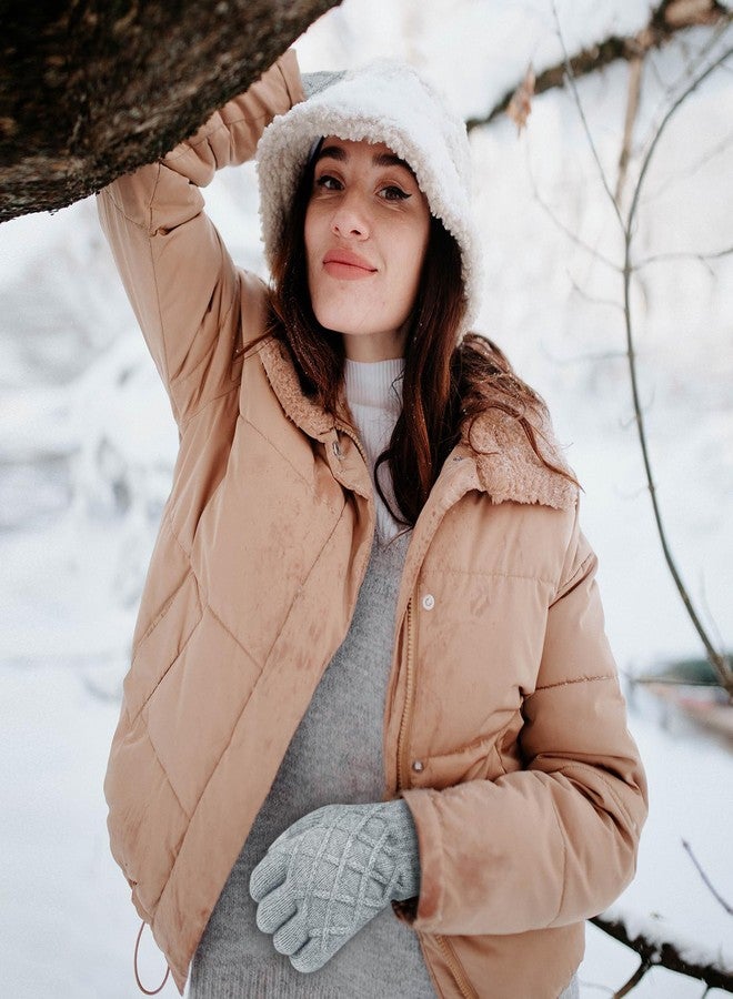 ONESING 2 Pairs Knitted Mittens Gloves for Women - Touch Screen Compatible, Cold Weather Ladies Gloves Mixcolor C - Image 5