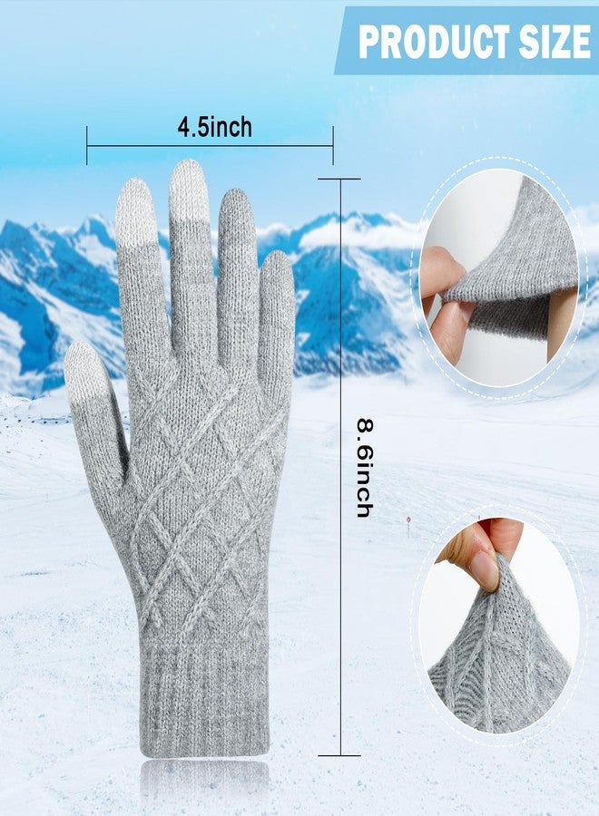 ONESING 2 Pairs Knitted Mittens Gloves for Women - Touch Screen Compatible, Cold Weather Ladies Gloves Mixcolor C - Image 2