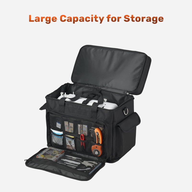 PENGDA 2 Layer Sewing Machine Case with Adjustable Shoulder Strap Sewing Machine Carrying Case Universal Tote Bag for Sewing Machine and Sewing Accessories Storage Black - Image 4