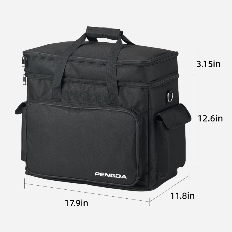 PENGDA 2 Layer Sewing Machine Case with Adjustable Shoulder Strap Sewing Machine Carrying Case Universal Tote Bag for Sewing Machine and Sewing Accessories Storage Black - Image 2