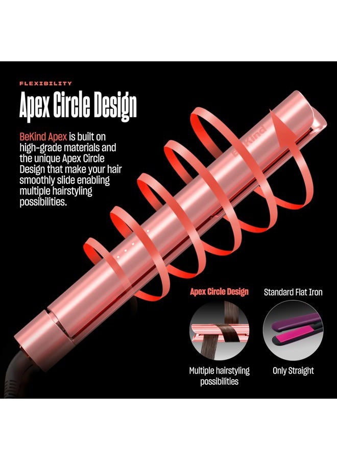 BeKind Apex 2-in-1 Hair Straightener Flat Iron | 1“ 450°F Straightener and Curler for All Hairstyles | UltraSmooth Tech | 15s Fast Heating & Temp Memory | Gift Set for Girls Women (Apex Peach) - Image 2