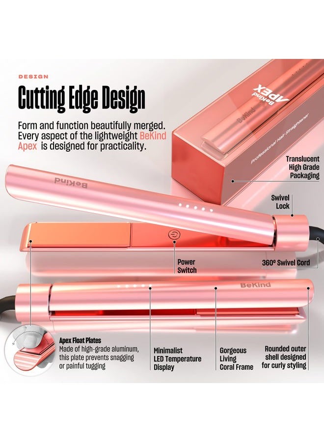 BeKind Apex 2-in-1 Hair Straightener Flat Iron | 1“ 450°F Straightener and Curler for All Hairstyles | UltraSmooth Tech | 15s Fast Heating & Temp Memory | Gift Set for Girls Women (Apex Peach) - Image 4