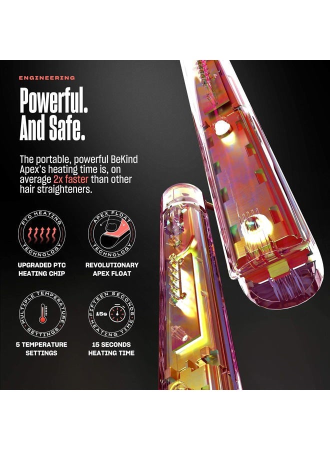 BeKind Apex 2-in-1 Hair Straightener Flat Iron | 1“ 450°F Straightener and Curler for All Hairstyles | UltraSmooth Tech | 15s Fast Heating & Temp Memory | Gift Set for Girls Women (Apex Peach) - Image 5
