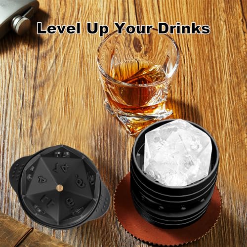 TPPICK D20 Dice Ice Mold, DND Gamer Gifts for Men Women, Cool Christmas Stocking Stuffers Ideas for Adults TRGP Lover, Large Silicone D&D Accessories Ice Cube Tray for Cocktails,Bourbon,Whiskey,Game - Image 4