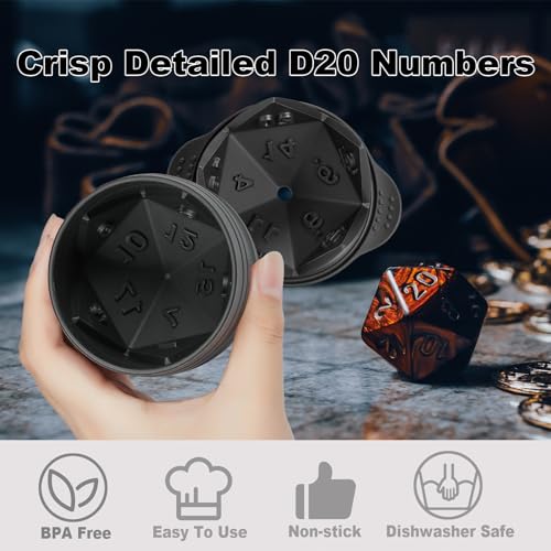 TPPICK D20 Dice Ice Mold, DND Gamer Gifts for Men Women, Cool Christmas Stocking Stuffers Ideas for Adults TRGP Lover, Large Silicone D&D Accessories Ice Cube Tray for Cocktails,Bourbon,Whiskey,Game - Image 2
