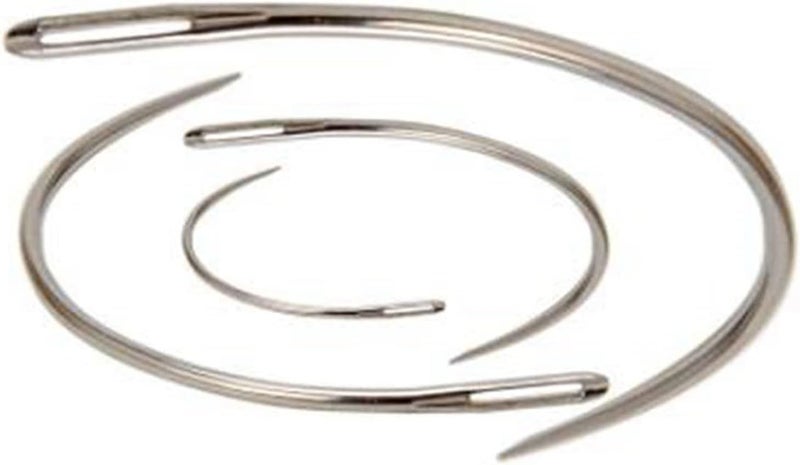 PETCTN 4 Pcs Silver Curved Leather Sewing Needles, Heavy Duty, Set for Weaving, Crafts & Repairing - Image 1