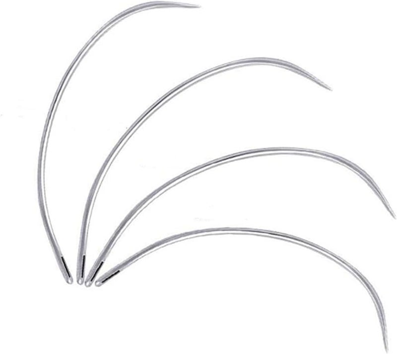 PETCTN 4 Pcs Silver Curved Leather Sewing Needles, Heavy Duty, Set for Weaving, Crafts & Repairing - Image 2